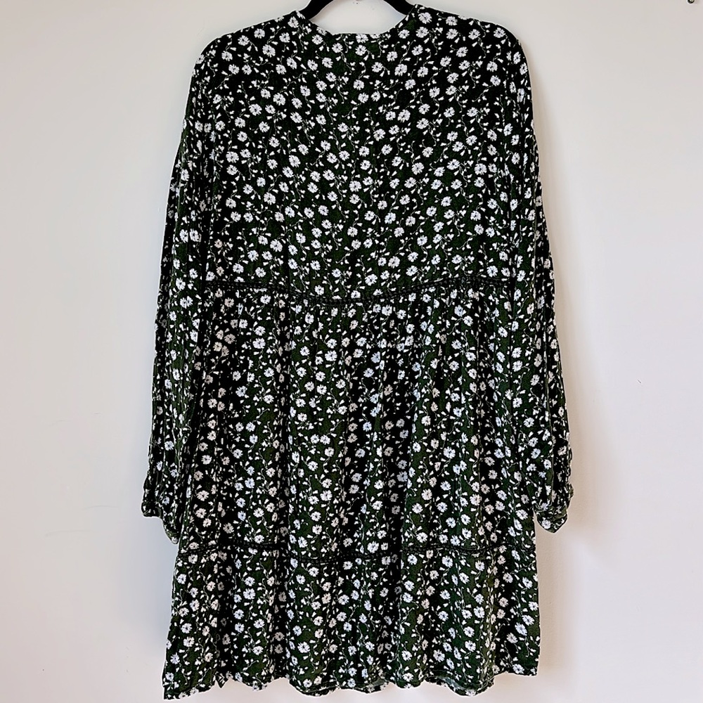 H&M Dark Green Ditsy Floral Dress Size US 12 - Picture 6 of 6